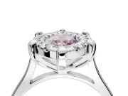 Single Halo Engagement Ring Setting for Fancy Pink Marquise Center with Corner Claws, Plain Band and Prong Head in Platinum