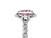 Floral Engagement Ring Setting for Fancy Pink Princess Cut Center with Pave Band and Floral Prong Head in Sterling Silver
