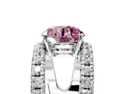 Solitaire Engagement Ring Setting for Fancy Pink Round Cut Center with Wide-Open Split Shank and Prong Head in Sterling Silver