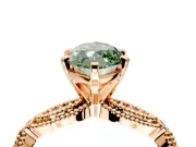 Solitaire Engagement Ring Setting for Fancy Green Marquise Center with Marquise Panel Band and Prong Head in Rose Gold