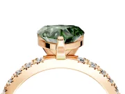 Solitaire Engagement Ring Setting for Fancy Green Heart-Shaped Center with Fine Pave Band and Claw Prong Head in Rose Gold