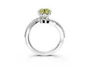 Solitaire Engagement Ring Setting for Fancy Yellow Round Cut Center with Pave Bypass Swirl Band and Prong Head in Platinum