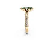 Milgrain Pave Engagement Ring Setting for Fancy Green Marquise Center with Accent Band and Prong Head in Yellow Gold