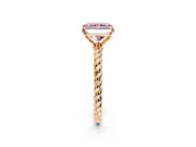 Solitaire Engagement Ring Setting for Fancy Pink Radiant Cut Center with Plain Twisted Rope Band and Prong Head in Rose Gold