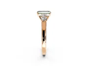5 Stone Engagement Ring Setting for Fancy Green Emerald Cut Center with Equal Close-Set Accents and Prong Head in Rose Gold
