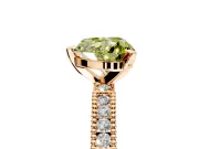 Solitaire Engagement Ring Setting for Fancy Yellow Heart-Shaped Center with Milgrain-Edged Pave Band and Prong Head in Rose Gold