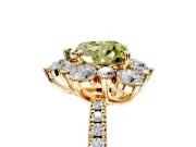 Floral Halo Engagement Ring Setting for Fancy Yellow Heart-Shaped Center with Pave Accents and Prong Head in Yellow Gold