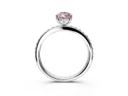 Solitaire Engagement Ring Setting for Fancy Pink Pear-Shaped Center with Fine Pave Band and Prong Head in White Gold