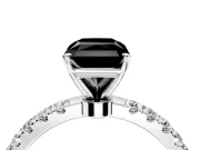 Open Basket Engagement Ring Setting for Fancy Black Radiant Cut Center with Pave Band and Prong Head in Sterling Silver