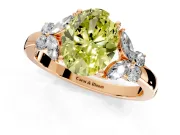 Solitaire Engagement Ring Setting for Fancy Yellow Oval Center with Marquise Flower Shoulders and Prong Head in Rose Gold