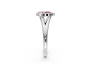 Solitaire Engagement Ring Setting for Fancy Pink Pear-Shaped Center with V Split Shank and Bezel Head in Platinum