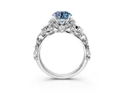 Solitaire Engagement Ring Setting for Fancy Blue Round Cut Center with Filigree Band and Prong Head in Platinum