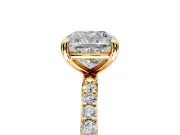 Solitaire Engagement Ring Setting for Cushion Cut Center with Pave Accents and Prong Head in Yellow Gold