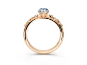 Cluster Engagement Ring Setting for Fancy Blue Pear-Shaped Center with Round Cut Accent Band and Prong Head in Rose Gold