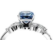 Solitaire Engagement Ring Setting for Fancy Blue Emerald Cut Center with Marquise Accent Twist Band and Prong Head in Platinum