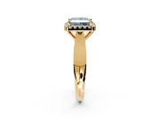 Halo Engagement Ring Setting for Fancy Blue Princess Cut Center with Square Band and Prong Head in Yellow Gold