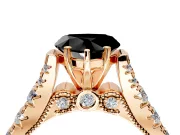 Solitaire Engagement Ring Setting for Fancy Black Heart-Shaped Center with Pave Cathedral Shoulders and Prong Head in Rose Gold