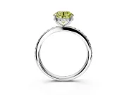 Solitaire Engagement Ring Setting for Fancy Yellow Round Cut Center with Fine Pave Band and Prong Head in Platinum
