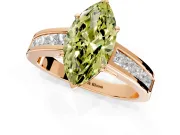 Solitaire Engagement Ring Setting for Fancy Yellow Marquise Center with Princess Cut Channel Band and Prong Head in Rose Gold