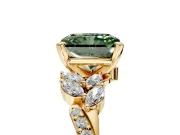 Solitaire Engagement Ring Setting for Fancy Green Radiant Cut Center with Marquise Accent Twist Band and Prong Head in Yellow Gold