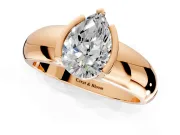 Tension Engagement Ring Setting for Pear-Shaped Center with Wide Flat Band and Tension Head in Rose Gold