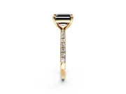 Solitaire Engagement Ring Setting for Fancy Black Asscher Cut Center with Fine Pave Narrow Band and Prong Head in Yellow Gold