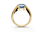 Tension Engagement Ring Setting for Fancy Blue Asscher Cut Center with Wide Tapered Band and Tension Head in Yellow Gold