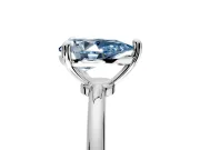 Minimalist Solitaire Engagement Ring Setting for Fancy Blue Pear-Shaped Center with Thin Band and Prong Head in Sterling Silver
