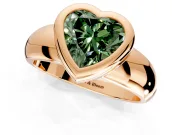 Solitaire Engagement Ring Setting for Fancy Green Heart-Shaped Center with Wide Band and Bezel Head in Rose Gold