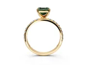 Solitaire Engagement Ring Setting for Fancy Green Asscher Cut Center with Micro Pave Band and Prong Head in Yellow Gold