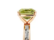 Solitaire Engagement Ring Setting for Fancy Yellow Asscher Cut Center with Channel Baguette Band and Prong Head in Rose Gold