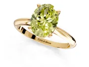 Solitaire Engagement Ring Setting for Fancy Yellow Oval Center with Knife Ridge Band and Claw Prong Head in Yellow Gold