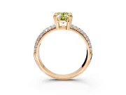 Solitaire Engagement Ring Setting for Fancy Yellow Oval Center with Multi-Row Pave Accents and Basket Head in Rose Gold