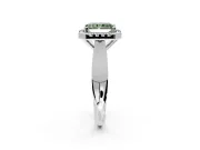 Halo Engagement Ring Setting for Fancy Green Radiant Cut Center with Square Band and Prong Head in White Gold