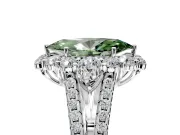 Halo Engagement Ring Setting for Fancy Green Marquise Center with Two-Strand Split Shank and Prong Head in Sterling Silver