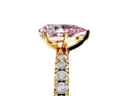 Solitaire Engagement Ring Setting for Fancy Pink Pear-Shaped Center with Fine Pave Band and Claw Prong Head in Yellow Gold