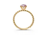 Solitaire Engagement Ring Setting for Fancy Pink Pear-Shaped Center with Plain Twisted Rope Band and Prong Head in Yellow Gold