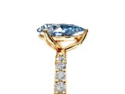 Solitaire Engagement Ring Setting for Fancy Blue Pear-Shaped Center with Fine Pave Accents and Prong Head in Yellow Gold