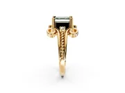 Solitaire Engagement Ring Setting for Fancy Green Asscher Cut Center with Twisted Band and Scroll Prong Head in Yellow Gold