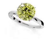 Solitaire Engagement Ring Setting for Fancy Yellow Round Cut Center with Thin Rounded Plain Band and Prong Head in Platinum
