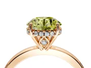 Solitaire Engagement Ring Setting for Fancy Yellow Round Cut Center with Fine Wire Band and Prong Head in Rose Gold