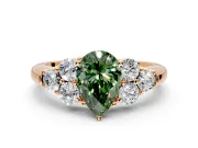 Cluster Engagement Ring Setting for Fancy Green Pear-Shaped Center with Round Cut Accent Frame and Prong Head in Rose Gold