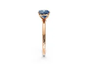 Solitaire Engagement Ring Setting for Fancy Blue Cushion Cut Center with Straight Thin Band and Prong Head in Rose Gold