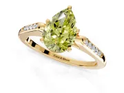 Solitaire Engagement Ring Setting for Fancy Yellow Pear-Shaped Center with Channel Accents and Prong Head in Yellow Gold