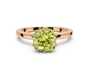 Solitaire Engagement Ring Setting for Fancy Yellow Cushion Cut Center with Plain Band and Tulip Prong Head in Rose Gold