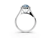 Halo Engagement Ring Setting for Fancy Blue Pear-Shaped Center with Square Band and Prong Head in Platinum