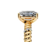 Rope Engagement Ring Setting for Emerald Cut Center with Accent Shoulders and Prong Head in Yellow Gold