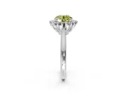 Starburst Halo Engagement Ring Setting for Fancy Yellow Round Cut Center with Thin Round-Wire Band and Prong Head in Platinum