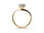 Solitaire Engagement Ring Setting for Heart-Shaped Center with Fine Pave Band and Prong Head in Yellow Gold