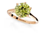 Solitaire Engagement Ring Setting for Fancy Yellow Round Cut Center with Cathedral Band and Prong Head in Rose Gold
